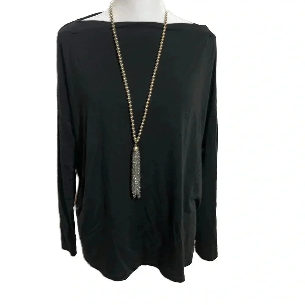 Paper Label black long sleeve oversized top size small